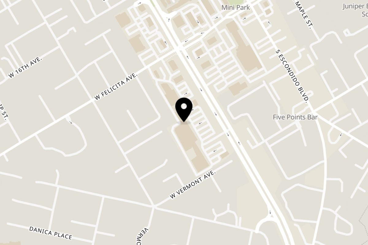 Map showing the location of Sushi Nori on 1835 S Centre City Pkwy in Escondido